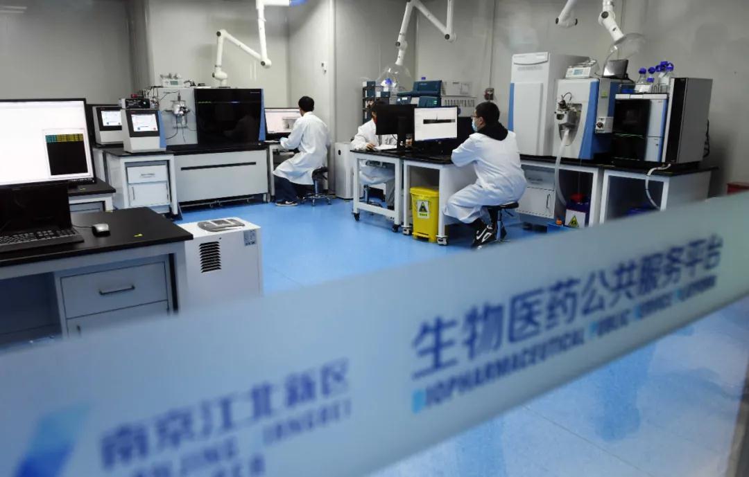 江北新区的生物医药公共服务平台内，生物医药企业正在进行新药研发。南报融媒体记者 崔晓摄